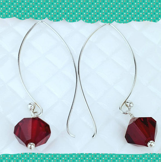 Sterling Silver Swarovski Crystal Earrings – Handmade .925 Silver Dangles with 10mm Bicone Crystals, 2.25” Long