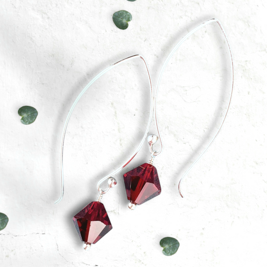 Sterling Silver Swarovski Crystal Earrings – Handmade .925 Silver Dangles with 10mm Bicone Crystals, 2.25” Long