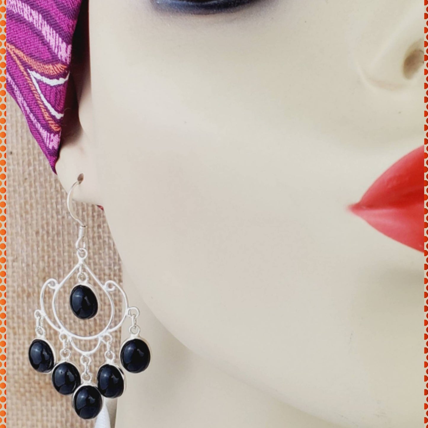 Sterling Silver Black Onyx Earrings – Handmade .925 Silver Dangles with Oval Onyx Stones, 2.25” Long Statement Earrings
